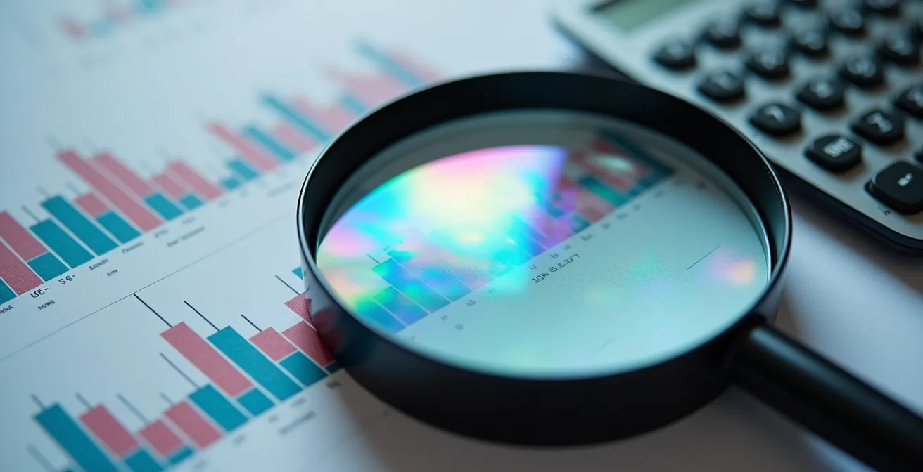 Détail macro de documents financiers analysés avec précision