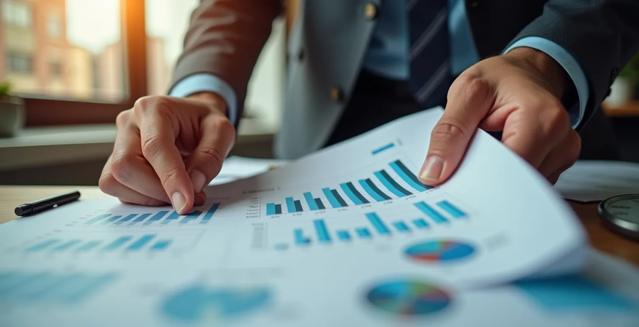 Élu CSE analysant des documents financiers complexes avec concentration